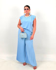CURVY Cordset HAZIRAN - completo composto da maglia con spalline imbottite e pantalone palazzo plissettato