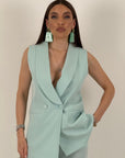 Tailleur KESSY - Tailleur sartoriale con giacca modello smanicato e pantalone palazzo