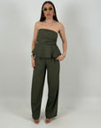 Cordset BLANCA - Completo composto da top a fascia con rouche finale e pantalone palazzo