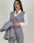 Tailleur SCARLETT - Completo tre pezzi , giacca gilet e pantalone gessato