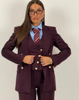 Tailleur DEMETRA - Completo sartoriale 3 pezzi - Panciotto, pantalone palazzo e Giacca doppiopetto con bottoni dorati