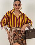 Camicia a righe GIALLO& BORDEAUX