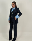 Tailleur CATE - Tailleur sartoriale gessato , composto da tre pezzi panciotto,giacca doppio petto con bottoni dorati e pantalone palazzo