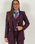 Tailleur DEMETRA - Completo sartoriale 3 pezzi - Panciotto, pantalone palazzo e Giacca doppiopetto con bottoni dorati