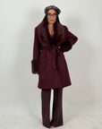 Cappotto STEFFY - Cappotto lungo con maniche e collo in pelliccia