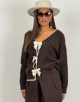 Cardigan Brown con fiocchi