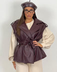 Gilet SABRY in ecopelle con cintura