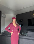 Tailleur DESTINY - Completo tre pezzi, panciotto corto giacca e gonna longuette tessuto bandage contenitivo