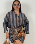 Camicia a righe MARRONE& CELESTE