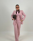 Tailleur CATE - Tailleur sartoriale gessato , composto da tre pezzi panciotto,giacca doppio petto con bottoni dorati e pantalone palazzo