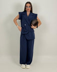 Tailleur ANJA - Completo gilet e pantalone gessato