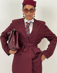 Tailleur ENRICA - COMPLETO GIACCA CON CINTURA E PANTALONE GESSATO