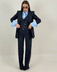 Tailleur CATE - Tailleur sartoriale gessato , composto da tre pezzi panciotto,giacca doppio petto con bottoni dorati e pantalone palazzo