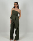 Cordset BLANCA - Completo composto da top a fascia con rouche finale e pantalone palazzo