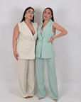 CURVY Tailleur KESSY - Tailleur sartoriale con giacca modello smanicato e pantalone palazzo