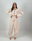 SALDO Cordset EMY - Completo giacca corta e pantalone in ecopelle