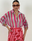 Camicia a righe FUCSIA & TURCHESE