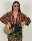 Camicia a righe MARRONE&ARANCIONE