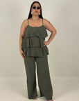 CURVY Cordset ELISA - Completo blusa con rouche e pantalone