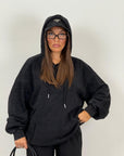 Tuta NOIR - Completo felpa con cappuccio e pantalone
