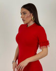 Abito GRACE - Abito lungo con piume- preordine 6-7 giorni