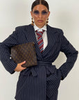 Tailleur ENRICA - COMPLETO GIACCA CON CINTURA E PANTALONE GESSATO