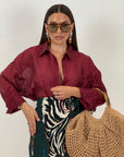 Camicia velata bordeaux