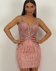 Abito DALIDA - Abito corto con piume e Swarovski