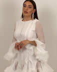 SALDO Abito ESSENCE - abito corto con balze suoi polsi e sul finale della gonna COLLEZIONE CHIC B10