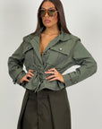 Giacca corta con coulisse in vita - modello trench corto