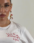 T-shirt in cotone VIVO DI SOLE CHAMPAGNE E PAREI
