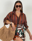 Camicia a righe TABACCO& MARRONE