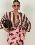 Gonna pareo LEOPARD ROSA