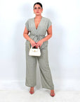 CURVY Cordset PINK - completo composto da blusa con fiocco in vita e pantalone palazzo LOW - COST