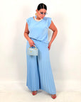 CURVY Cordset HAZIRAN - completo composto da maglia con spalline imbottite e pantalone palazzo plissettato