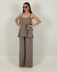 Cordset ELISA - Completo blusa con rouche e pantalone