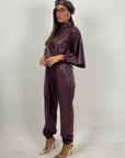 Cordset GERTRUDIS - Completo blusa e pantalone in ecopelle
