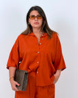 CURVY Cordset JOSEPHINE - Completo camicia e pantalone 55%lino e 45%cotone