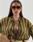 Camicia a righe VERDE&MARRONE