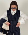 Tailleur Swami - Tailleur sartoriale tre pezzi top giacca e pantalone gessato