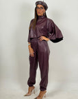 Cordset GERTRUDIS - Completo blusa e pantalone in ecopelle