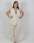 CURVY Tailleur KESSY - Tailleur sartoriale con giacca modello smanicato e pantalone palazzo