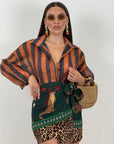 Camicia a righe MARRONE&ARANCIONE