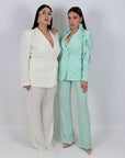 CURVY Tailleur ALBA - Tailleur sartoriale composto da giacca con Swarovski e piume e pantalone
