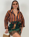 Camicia a righe MARRONE&ARANCIONE