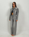 Cordset SWAROVSKI - Completo in denim con brillantini,giacca e pantalone