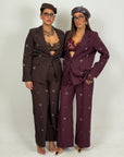 CURVY Tailleur KATIA - Completo giacca e pantalone con dettagli in pietra