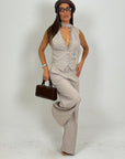 Tailleur KIRA - COMPLETO GILET CORTO CON PIZZO E PANTALONE