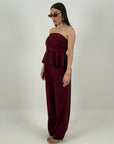 Cordset BLANCA - Completo composto da top a fascia con rouche finale e pantalone palazzo