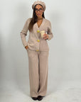 Cordset NELLY - Completo con blusa con mega bottoni dorati e pantalone